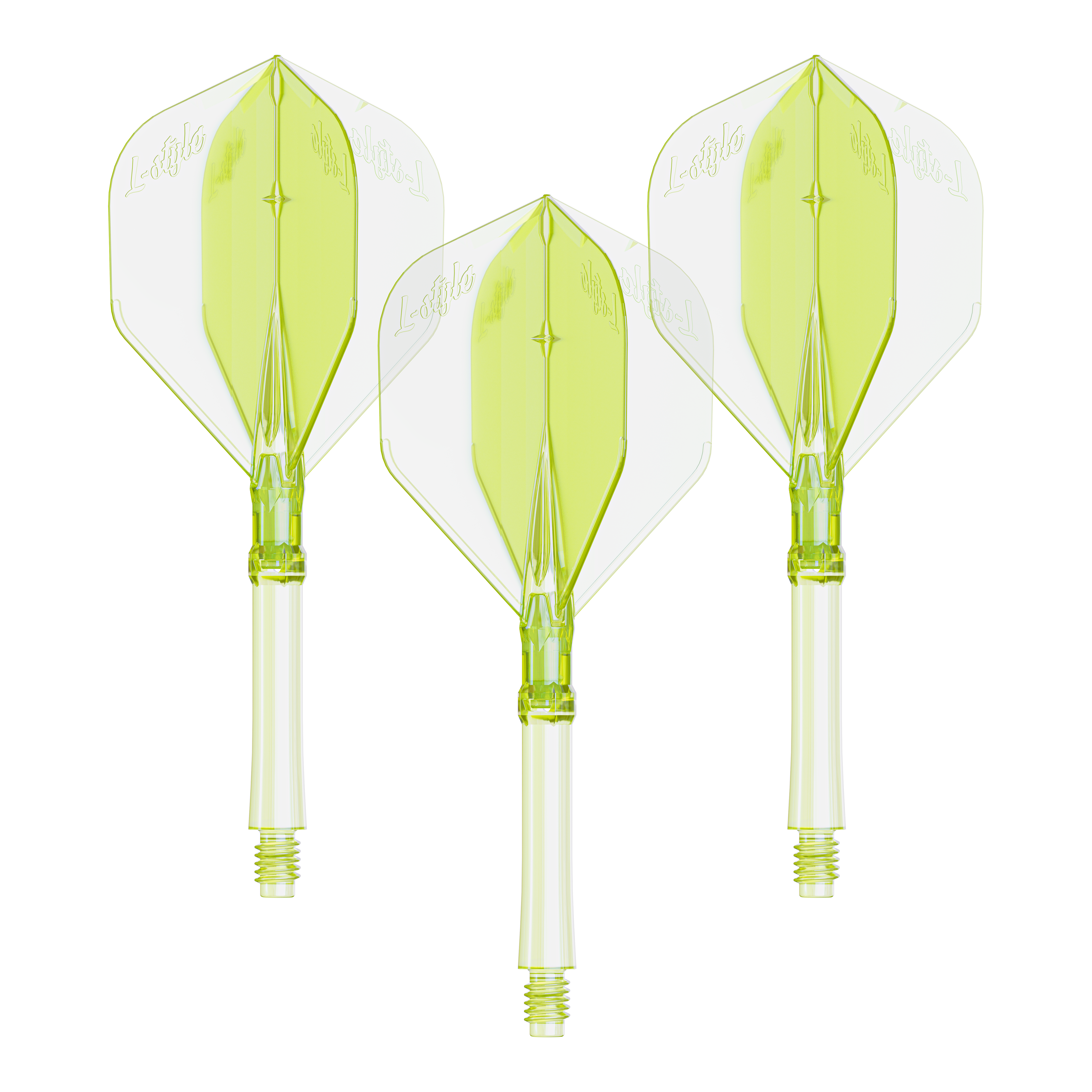 Luces L-Style L-System - Amarillo neón Das Foto zeigt ein Set Dart Flights in Neon-Gelb, große Größe. Die Flights sind für das L-Style L-System geeignet.