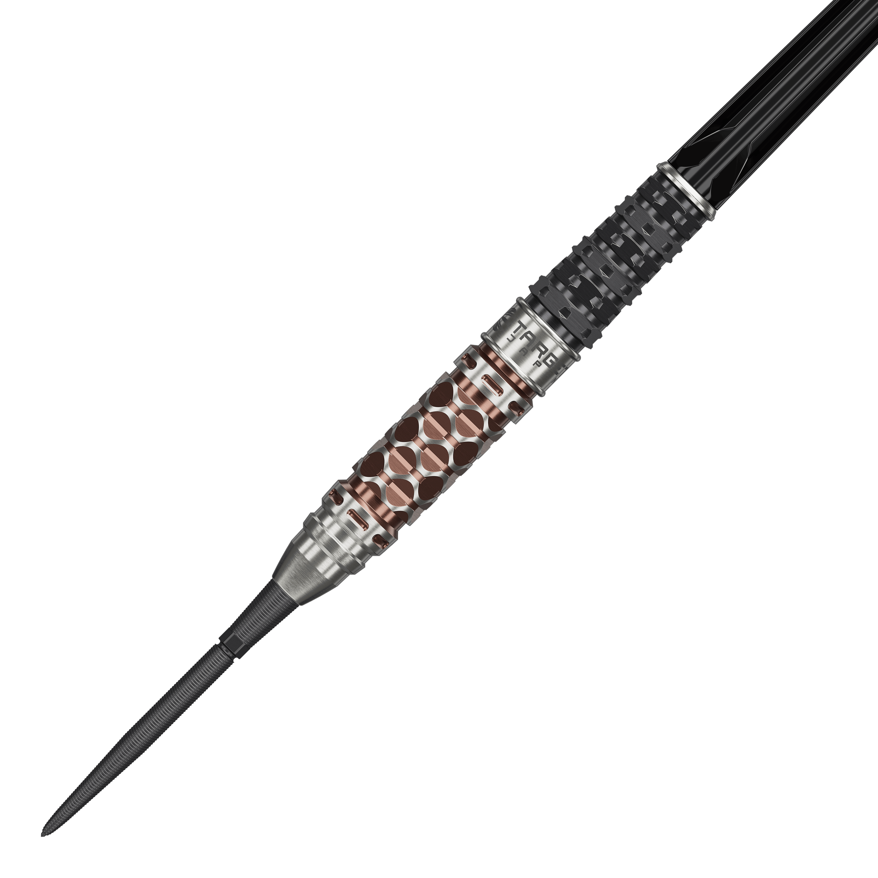 Dardos de acero Target Japan Charis GEN6 Swiss Point - 23 g Abgebildet sind die Target Japan Charis GEN6 Swiss Point Steeldarts - 23g. Die spezielle Form und die Details der Darts sind gut zu erkennen.