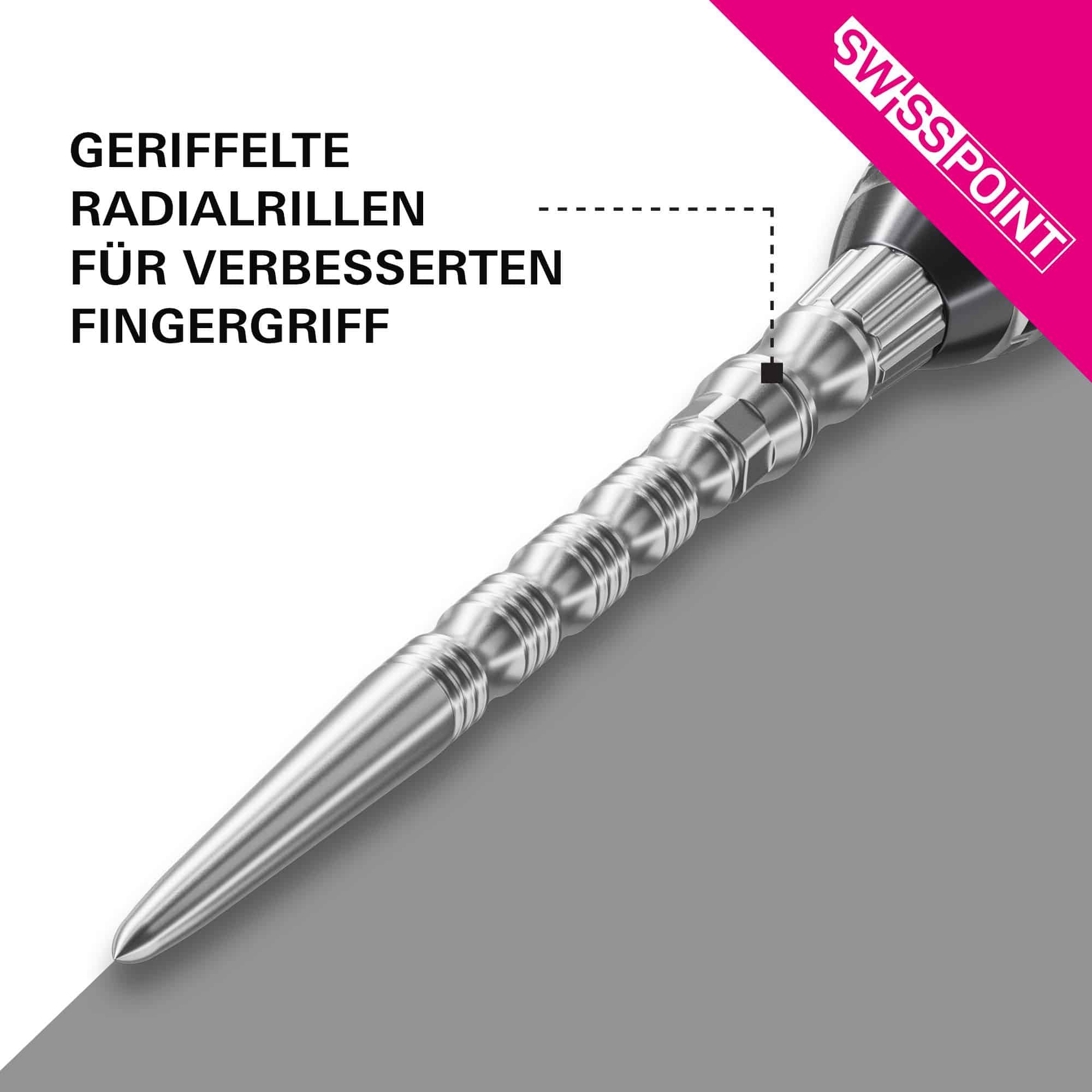Puntas de dardo de acero Target Signature Swiss Point TRB - plateadas Abgebildet ist das Produkt Target Signature Swiss Point TRB Steeldartspitzen - Silber. Es handelt sich um silberne Dartspitzen für Steeldarts.
