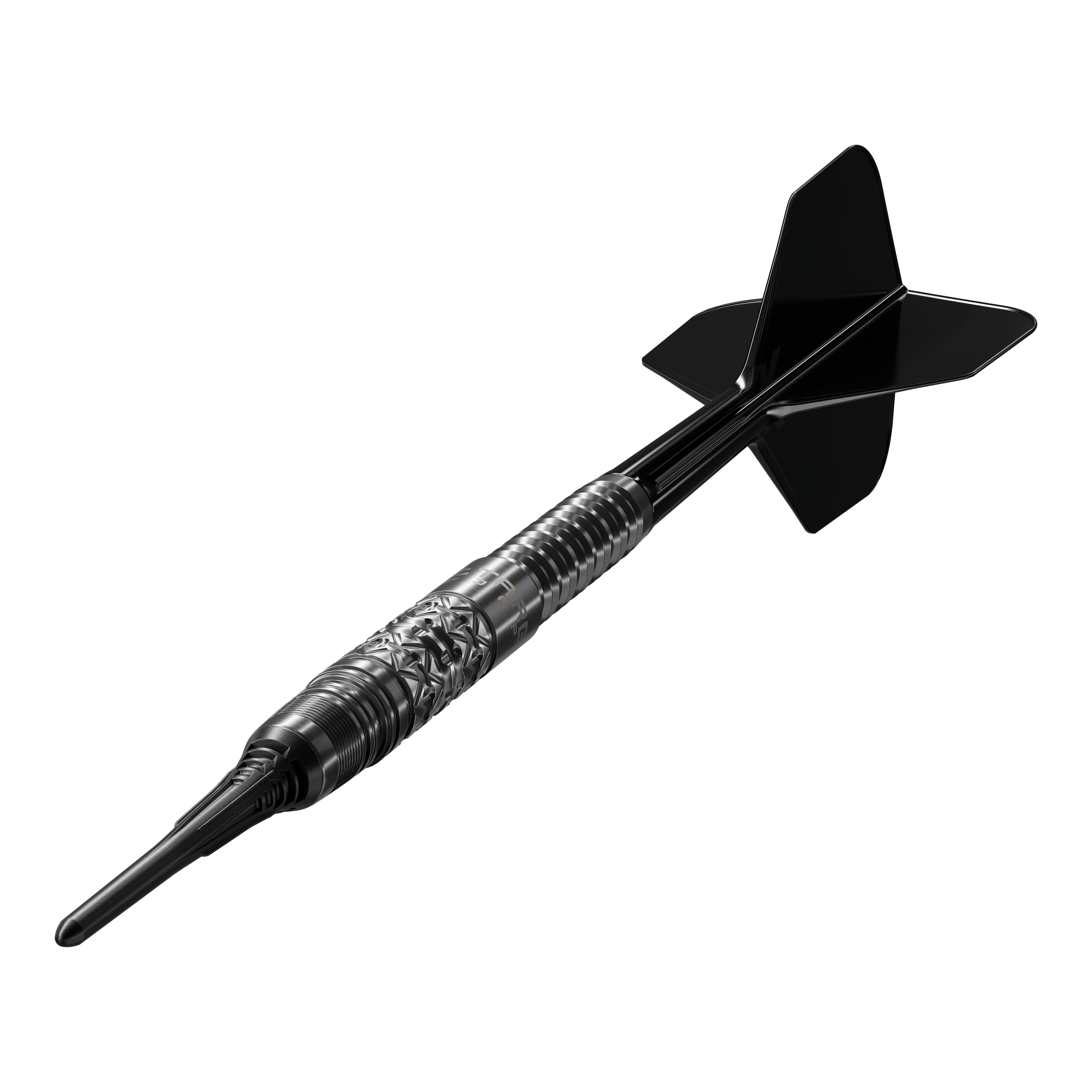Dardos blandos Target Black Marque Creed - 21,5 g Das Bild zeigt die Target Black Marque Creed Softdarts mit einem Gewicht von 21,5g. Diese Softdarts sind stilvoll und ideal für Dartspieler.
