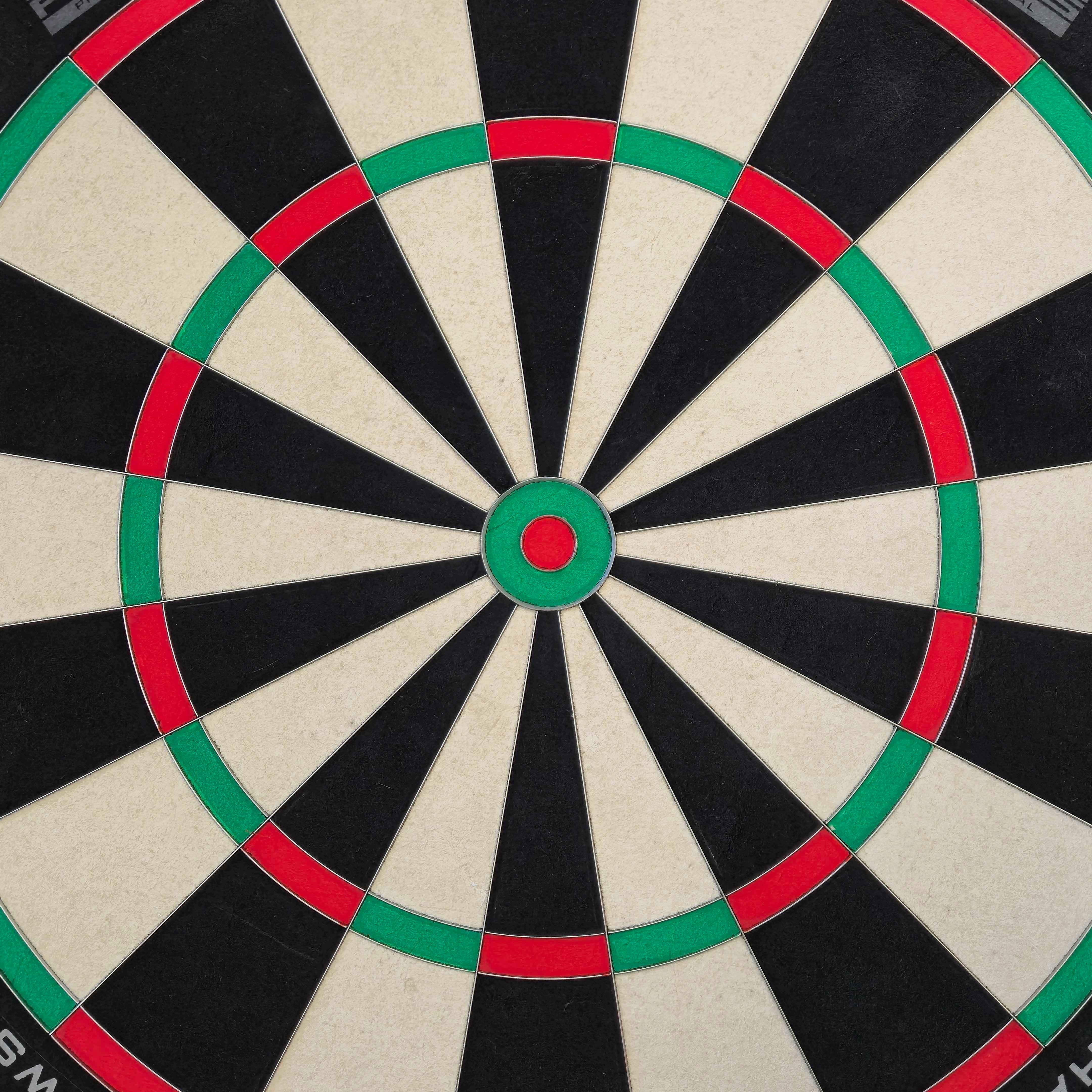 Das Harrows Fortis Steeldartboard wird hier von vorne gezeigt. Es eignet sich hervorragend für professionelle und Freizeitspieler.