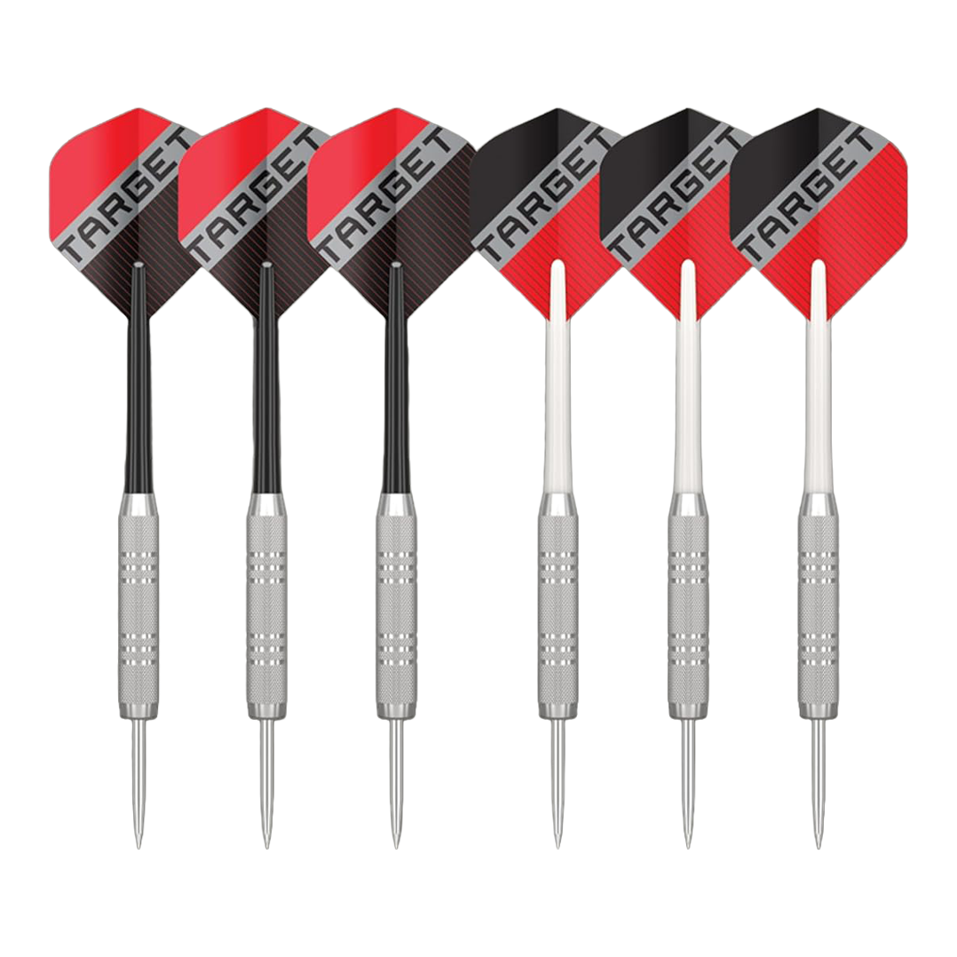 Abgebildet ist das Target Rift Steeldartboard Set. Dieses Dartboard Set eignet sich perfekt für den Heimgebrauch.