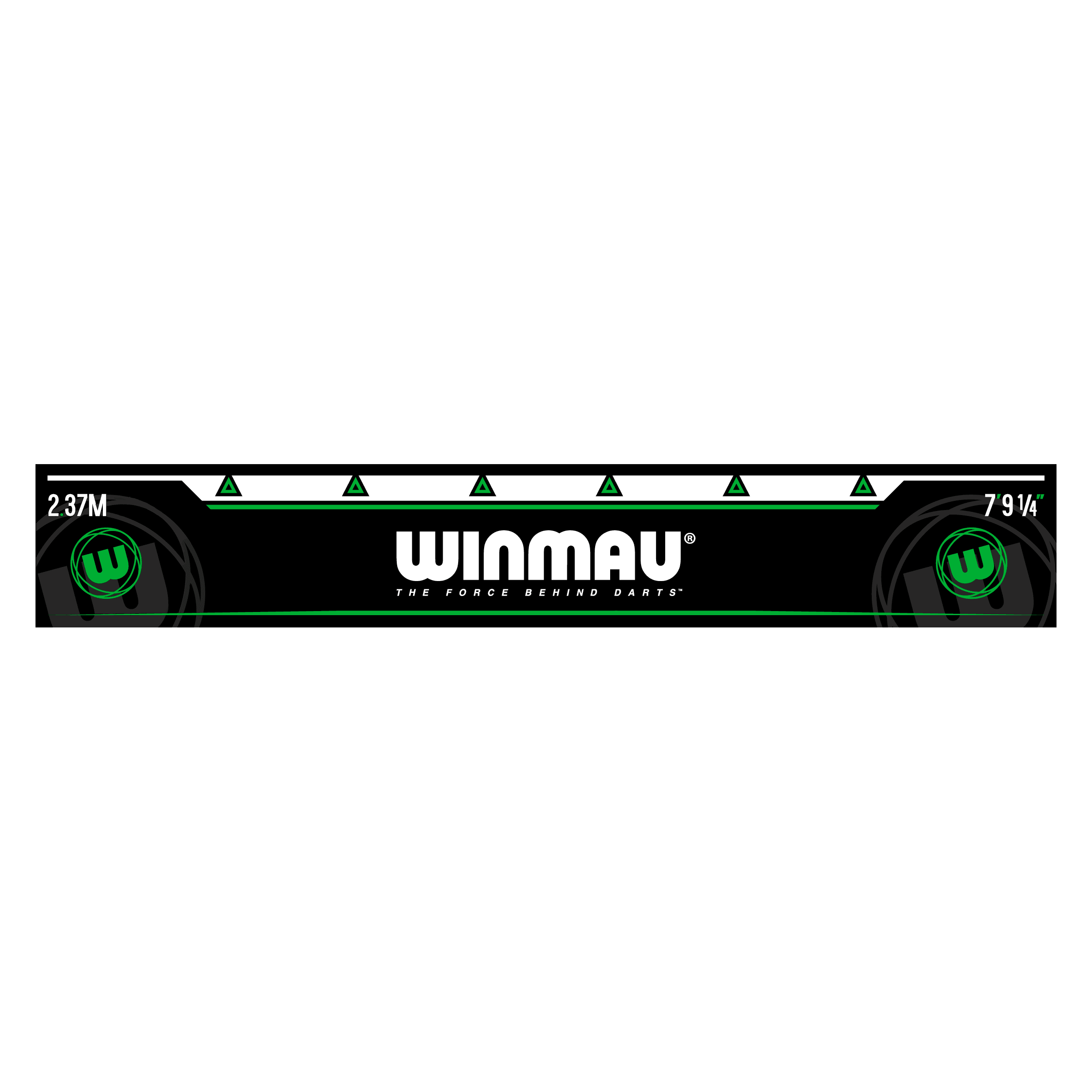 Línea de lanzamiento Winmau Verde Winmau Abwurflinie ist als Markierungslinie abgebildet. Sie wird zur Platzierung vor dem Dartboard verwendet.