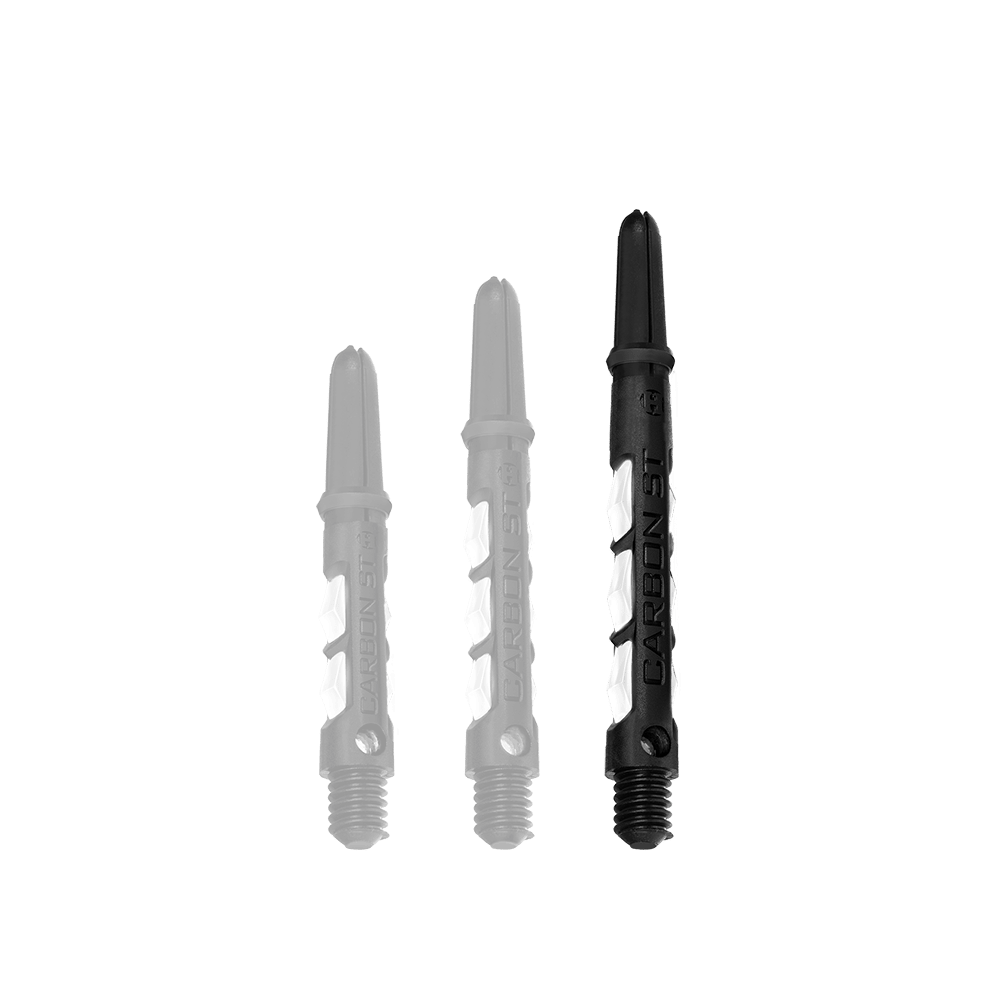 HR439_Harrows_Carbon_ST_Shafts_Weiss_47mm_11UaXU7MnGMxif Das Bild zeigt drei Harrows Carbon ST Shafts in der Farbe Weiß. Die Dartschäfte sind in unterschiedlichen Längen abgebildet.