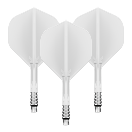 Plumas estándar Target K-Shift No2 - Blancas Abgebildet ist ein Set mit weißen Dart Flights. Die Flights haben eine geschätzte Länge von 26 mm.