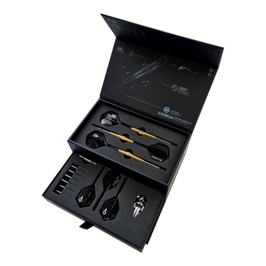 Dardos Caliburn Starships Series Sunspear de acero - 19 g Abgebildet ist Caliburn Starships Series Sunspear Steeldarts - 19g. Das Produkt zeigt einen Satz hochwertiger Steeldarts.