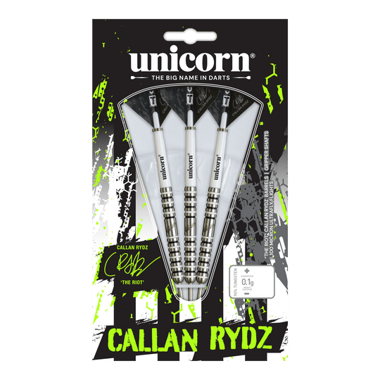 Dardos de acero Unicorn Callan Rydz The Riot Fase 2 Zu sehen ist ein weiterer Steeldart der Callan Rydz The Riot Phase2 Serie. Dieser Pfeil ist besonders robust und professionell verarbeitet.