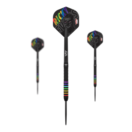 Dardos de acero Bulls NL Ricky Evans Rapid 95 Hier sieht man das Set Bulls NL Ricky Evans Rapid 95 Steeldarts mit 23g. Mehrere Darts sind als Set zusammen abgebildet.