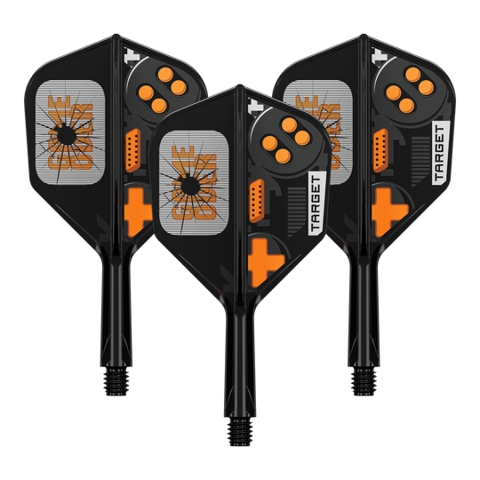 Target K-Flex Juego Terminado No6 Vuelos Das Bild zeigt ein Set von Dart Flights. Es handelt sich um das Modell 410576 Target K-Flex GameOver No6 Flights 19mm 1Set.