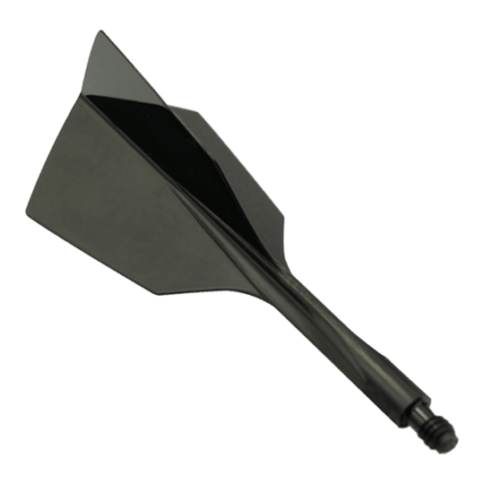 Sistema de vuelo Condor Ax 120 Negro - Estrecho Das Bild zeigt das Produkt "Condor Axe 120 Flight-System Black - Narrow". Es handelt sich um einen schwarzen, schmalen Dartflight mit integriertem Schaft.