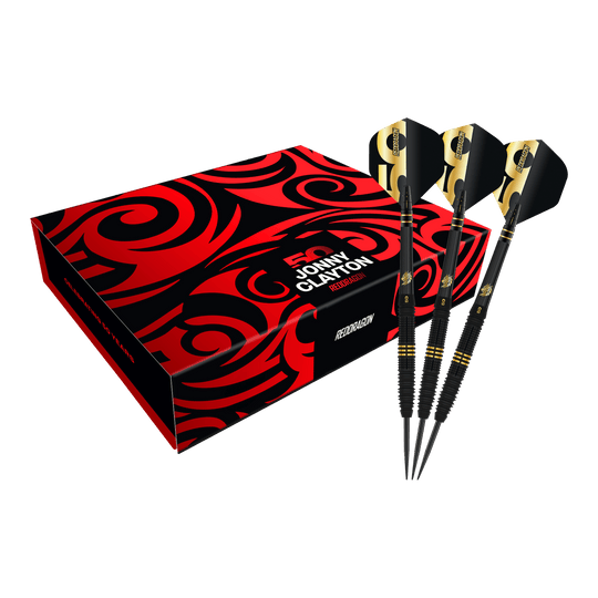 Dardos de acero Red Dragon Jonny Clayton 50 Años Jugador Edición Limitada - 22 g Hier sind die Red Dragon Jonny Clayton 50 Years Player Limited Edition Steeldarts zu sehen. Das Set feiert das 50-jährige Spielerjubiläum von Jonny Clayton.