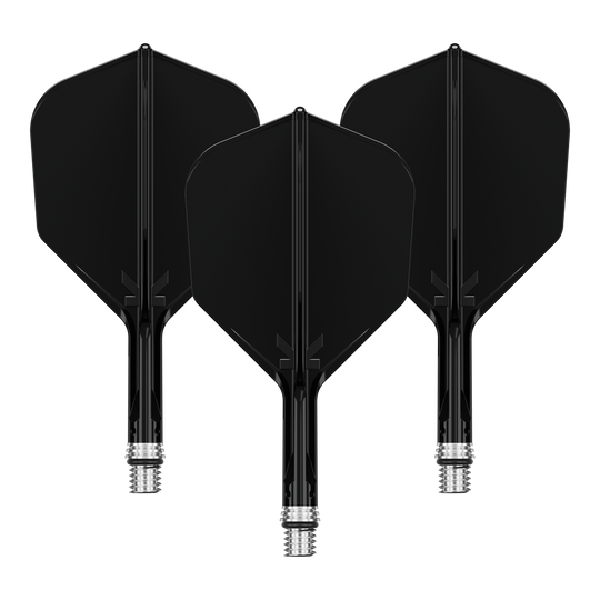Plumas Target K-Shift No6 - Negras Das Bild zeigt ein Set schwarzer KShift No6 Flights mit 19mm Länge für Darts. Die Flights stammen von der Marke Target.