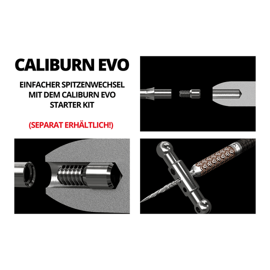 Puntas de dardos de acero Mission Caliburn EVO System - Ondulado - Negro