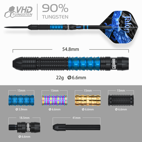 Dardos de acero One80 Talon T1 Gezeigt werden die One80 Talon Steeldarts. Sie sind ideal für Dartspieler, die Wert auf Genauigkeit legen.