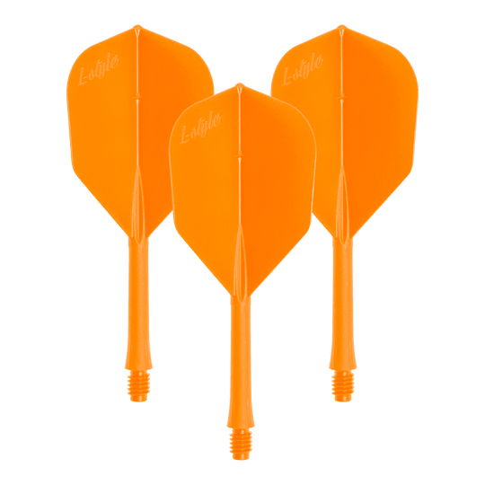 Ein Set von BarFlight Dartflügen in Neonorange wird dargestellt. Die Dartflüge sind für das Dartspiel bestimmt.