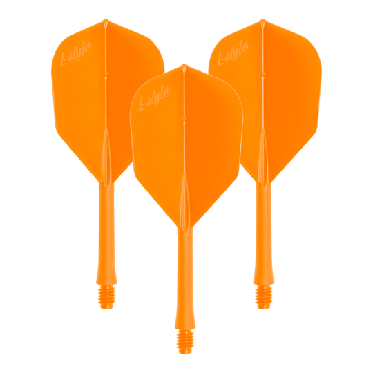 Vuelos en barra estilo L 2BA L3 - 260 Ein Set von BarFlight Dartflügen in Neonorange wird dargestellt. Die Dartflüge sind für das Dartspiel bestimmt.