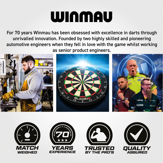 Abgebildet ist das Winmau Equalizer Steeldartboard. Das Dartboard eignet sich ideal für intensives Training und Spiele.