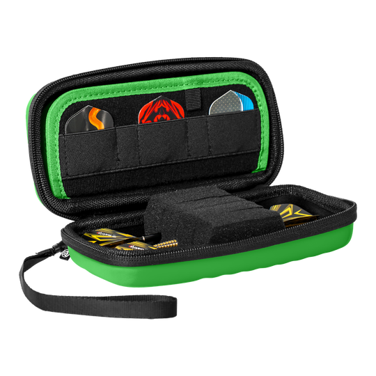 Estuche para dardos Bulls Orbis S - Verde Das Bild zeigt das Produkt Bulls Orbis S Dartcase in Grün. Es handelt sich um ein kompaktes Dartcase zur Aufbewahrung von Dart-Zubehör.