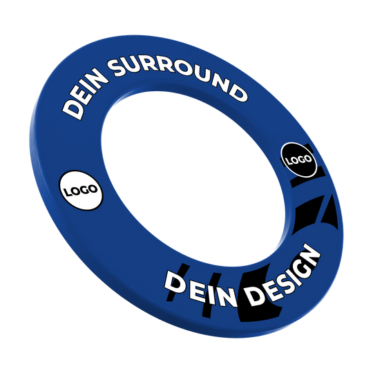 Marco de diana con tu diseño Das Bild zeigt ein Produkt mit dem Dateinamen MSF-Blau_Dartboard_Surround_Wunschdruck_Blau_1. Weitere Details zu diesem Produkt sind nicht verfügbar.