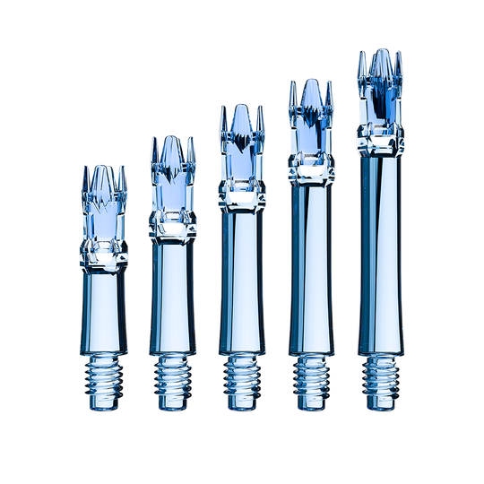 Ejes de repuesto L-Style L-System - Azul transparente Zu sehen sind die L-Style L-System Ersatzshafts in Clear Blue. Die blauen Schäfte sind Ersatzteile für Dartpfeile.
