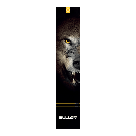 Tapete para dardos Bullet Fang Auf dem Foto ist die Bullet Fang Dartmatte zu sehen. Sie ist ideal, um den Wurfbereich beim Darts zu markieren und zu schützen.