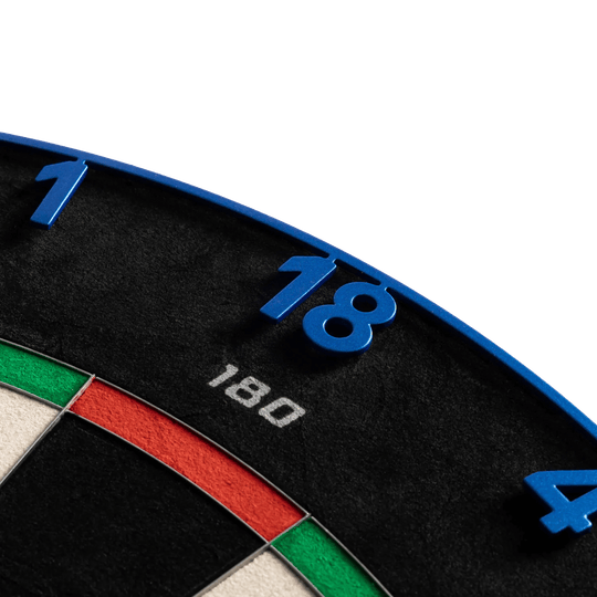 Diana de dardos Precise 180 Endorphine de acero con anilla numérica - Azul Ártico Abgebildet ist das Precise 180 Endorphine Steeldartboard mit Nummernring - Arctic Blue. Die Scheibe eignet sich ideal für Turnier- und Freizeitspieler.