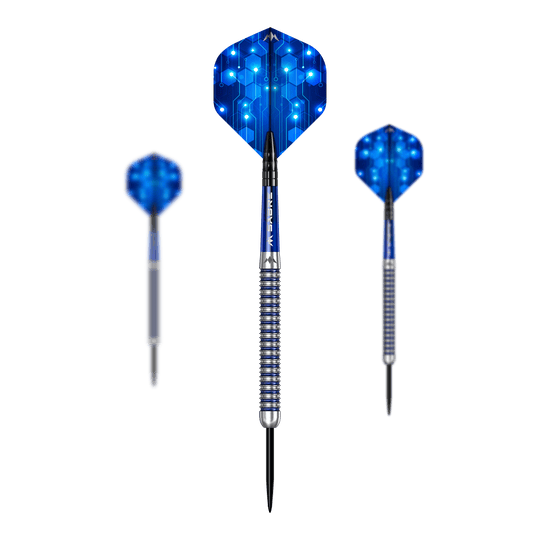 Dardos de acero Mission ION Blue Silver Hier ist das Set Mission ION Blue Silver Steeldarts dargestellt. Es handelt sich um hochwertige Steeldarts in Blau und Silber.