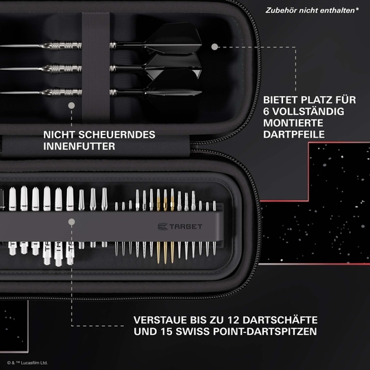 Zu sehen ist das Target Star Wars Boa Dartcase im Darth Maul-Look. Es eignet sich perfekt für alle, die Star Wars und Dartspiel genießen.