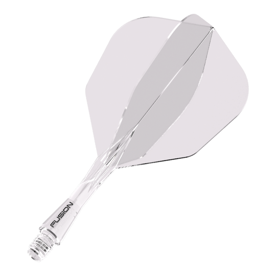 Sistema de eje de vuelo Winmau Fusion n.° 6 transparente Das Bild zeigt das Produkt "Winmau Fusion Flight-Shaft-System No6 Clear". Es handelt sich um ein durchsichtiges Flight- und Schaftsystem für Dartpfeile.