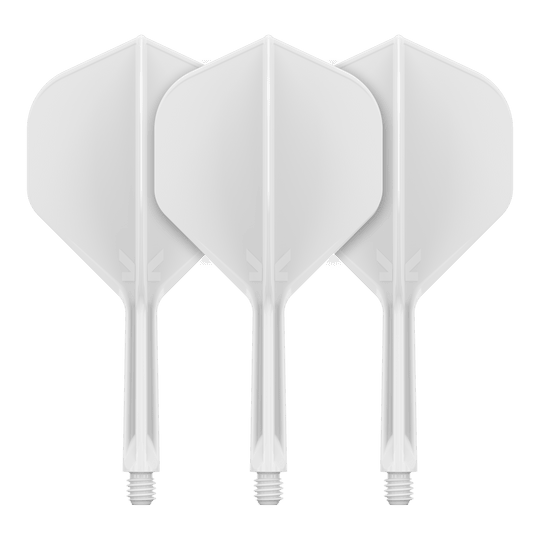 Abgebildet ist ein Produkt mit dem Namen 410023_Target_K-Flex_No2_Standard_Flights_Weiss_26mm_2. Es handelt sich wahrscheinlich um weiße Standard-Flights für Darts.