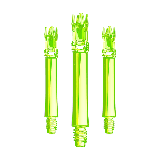Ejes de repuesto L-Style L-System - Amarillo neón Ein Set aus neongelben Ersatzshafts ist im Bild. Mehrere Shafts sind geordnet angeordnet.