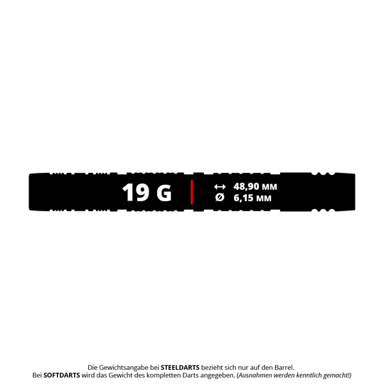 Dardos blandos Target Dimitri Van Den Bergh 95K - 19 g Das Bild zeigt die Target Dimitri Van Den Bergh 95K Softdarts mit einem Gewicht von 19g. Die Darts sind speziell für Fans und Spieler dieses Modells geeignet.