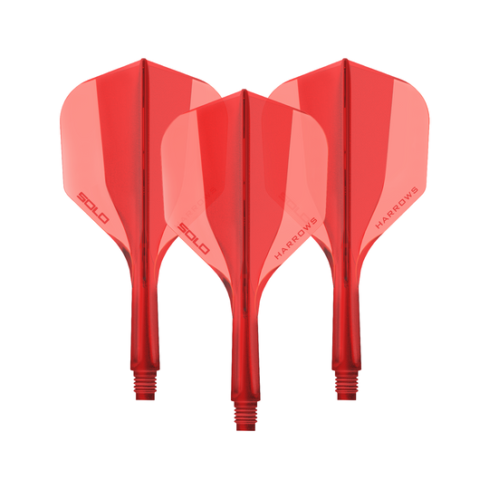 Sistema de eje de vuelo Harrows Solo No6 - Rojo Ein Harrows Solo No6 Flight Shaft System in Rot, 20mm lang. Das Bild zeigt ein Set Dart Shafts in kräftigem Rot.