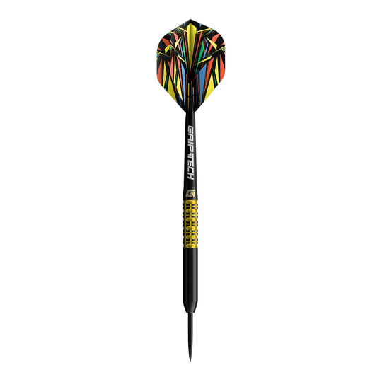 Dardos de acero de tungsteno amarillo GOAT Athlete Zu sehen ist ein gelber Tungsten-Steeldart. Die Bezeichnung im Dateinamen lautet 'GD7000770 GOAT Athlete Yellow Tungsten Steeldarts 1'.