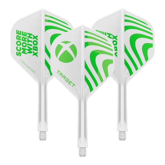 Plumas estándar Target Xbox K-Flex No2 - Blancas Ein Produktbild mit dem Dateinamen 410611_Target_Xbox_KFlex_No2_Standard_Flights_26mm_1Set. Es handelt sich wahrscheinlich um ein Set vom Dartzubehör.