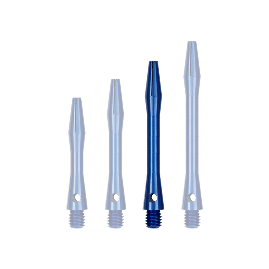 Ejes de aluminio - Azul Das Bild zeigt einen weiteren Aluminiumschaft in leuchtendem Blau. Der Schaft weist eine glatte Oberfläche auf.