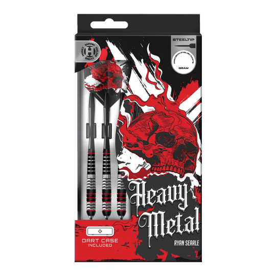 Dardos de acero y latón Harrows Heavy Metal Ryan Searle Gezeigt werden die Harrows Heavy Metal Ryan Searle Brass Steeldarts. Dieses Set ist ideal für ambitionierte Dartspieler.