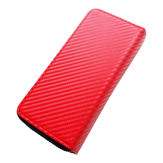 Caso de negocio Cameo Pro3 Das Bild zeigt ein rotes Etui mit einer strukturierten Oberfläche. Es liegt auf einem schwarzen Hintergrund.