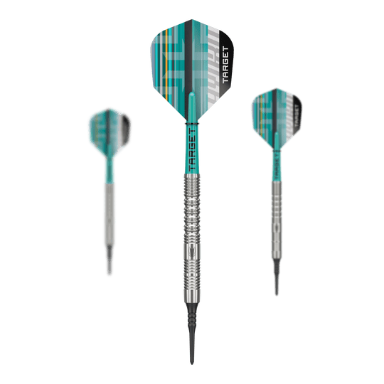 Dardos blandos Target Hydro 12 Target Hydro 12 Softdarts sind hochwertige Softdarts für das Dartspiel. Das Bild zeigt das Design und die Verpackung dieses Produkts.