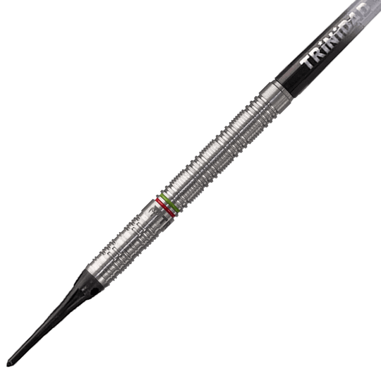 D7622_Trinidad_Jose_De_Sousa_Type_3_Softdarts_2 Das Bild zeigt einen Trinidad Jose De Sousa Type 3 Softdart mit einem Gewicht von 18g. Der Dart ist silberfarben mit feinen Rillen und besitzt einen schwarzen Softdart-Spitze.