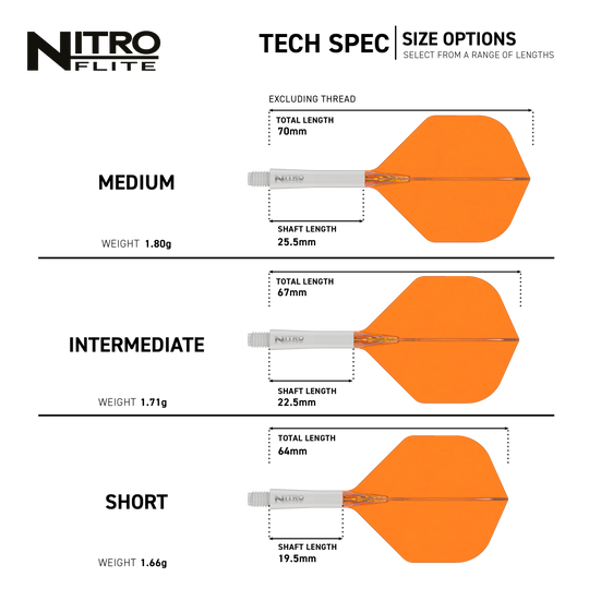 Red Dragon Nitroflite Eje blanco Vuelos naranjas No2 Dieses Bild präsentiert den Red Dragon Nitroflite White Shaft Orange Flights No2. Der Dart-Schaft hat eine weiße Farbe, die Flights sind orange.