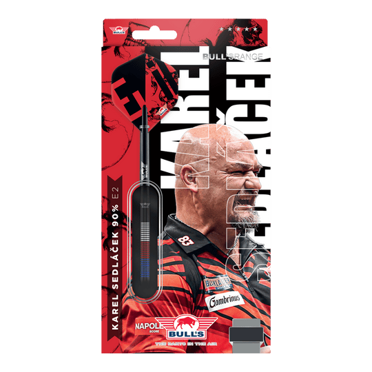 Dardos de acero Bulls NL Karel Sedlacek E2 - 24 g Auf dem Bild befinden sich die Bulls NL Karel Sedlacek E2 Steeldarts - 24g. Sie sind ideal für Dartspieler, die Präzision und Qualität schätzen.