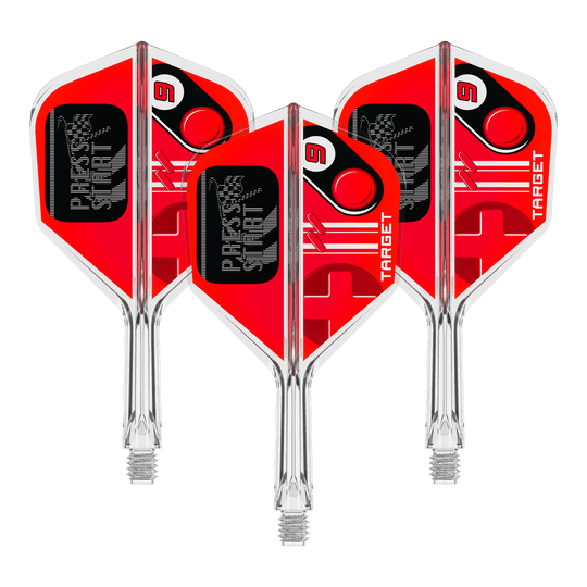 Target K-Flex Press Start No6 Vuelos Abgebildet ist das Produkt 410582_Target_K-Flex_PressStart_No6_Flights_19mm_1Set. Das Produkt besteht vermutlich aus einem Set von Dart-Flights.