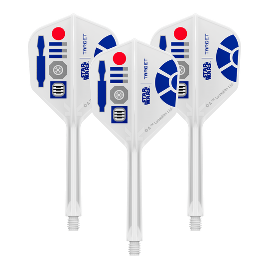 Zu sehen ist ein Produkt mit dem Dateinamen 410512_Target_StarWars_KFlex_R2D2_No6_Flights_Medium_33mm_1Set. Vermutlich handelt es sich dabei um ein Set von Dart-Flights mit Star Wars Thema.