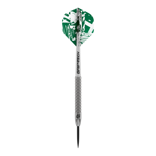 Dardos de acero de tungsteno GOAT Fairway V2 Ein GOAT Fairway V2 Tungsten Steeldart liegt zentral im Bild. Die Oberfläche ist glänzend.