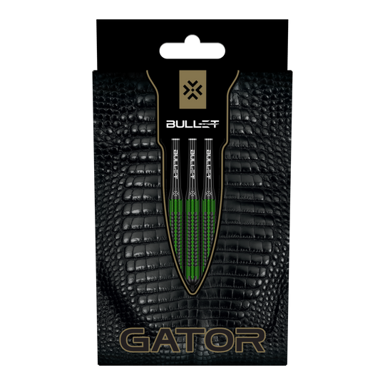 Dardos de acero de latón Bullet Gator - 22 g Abgebildet ist das Produkt Bullet Gator Brass Steeldarts - 22g. Diese Steeldarts sind speziell für Dartspieler entwickelt.