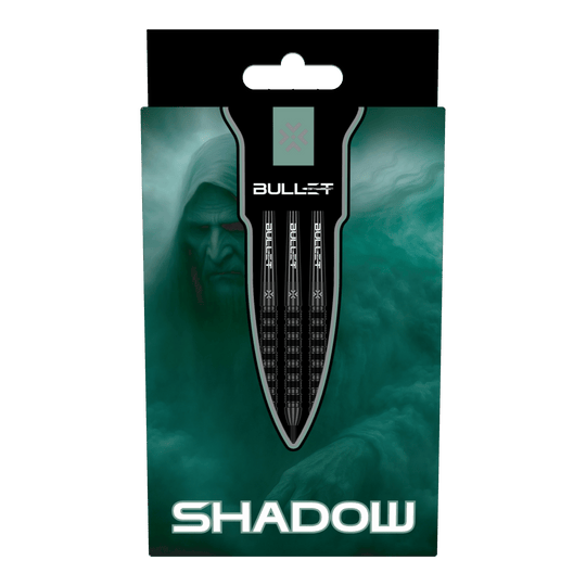 Auf dem Bild sieht man Bullet Shadow Steeldarts. Diese Steeldarts sind professionell gestaltet und eignen sich für das Steeldartspiel.