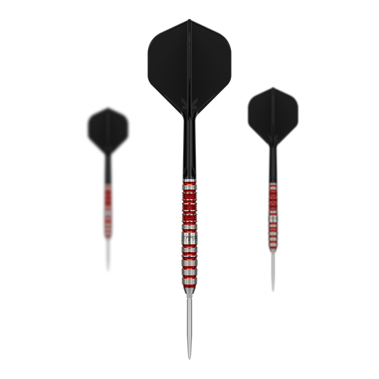 Dardos de acero Target Japan Black Marque Spinel Swiss Point - 23 g Hier sieht man das Set der Target Japan Black Marque Spinel Swiss Point Steeldarts - 23g. Das Set besteht aus mehreren hochwertigen Pfeilen für das Dartspiel.