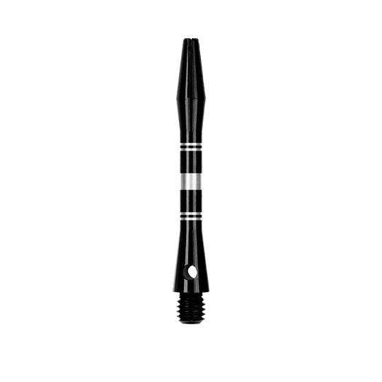 Ejes de aluminio anillados - Negro Plata Das Bild zeigt Aluminium Shafts in Schwarz und Silber. Das Produkt ist in Nahaufnahme abgebildet.