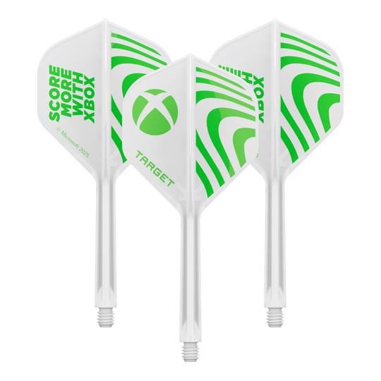 Plumas estándar Target Xbox K-Flex No2 - Blancas Ein Produktbild mit dem Dateinamen 410612_Target_Xbox_KFlex_No2_Standard_Flights_33mm_1Set. Es handelt sich wahrscheinlich um ein Set vom Dartzubehör.